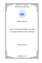 Nâng cao chất lượng dịch vụ lưu trú của khách sạn hùng vương, bến tre