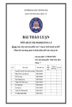 Lựa chọn một sản phẩm của 1 công ty kinh doanh cụ thể - Phân tích nội dung quản trịkênh phân phối của công ty đó