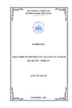 Phát triển nguồn nhân lực tại công ty cổ phần bia hà nội   nghệ an