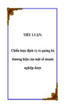 Tiểu luận Chiến lược định vị và quảng bá thương hiệu của một số doanh nghiệp dược