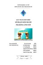 Đề tài Kế hoạch kinh doanh nhà hàng Làng Nấm