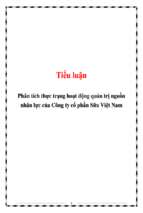 Tiểu luận Phân tích thực trạng hoạt động quản trị nguồn nhân lực của công ty cổ phần sữa Việt Nam