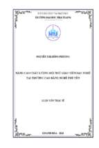 Nâng cao chất lượng đội ngũ giáo viên dạy nghề tại trường cao đẳng nghề phú yên