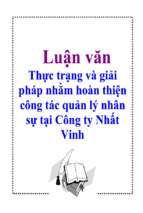 Luận văn Thực trạng và giải pháp nhằm hoàn thiện công tác quản lý nhân sự tại Công ty Nhất Vinh