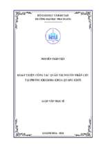 Hoàn thiện công tác quản trị nguồn nhân lực tại phòng khám đa khoa quang khởi