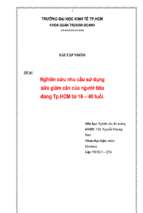 Đề tài Nghiên cứu nhu cầu sử dụng sữa giảm cân của người tiêu dùng TP Hồ Chí Minh từ 16 – 40 tuổi