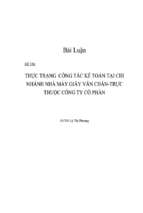 Đề tài Thực trạng công tác kế toán tại chi nhánh nhà máy giấy văn chấn - Trực thuộc công ty cổ phần