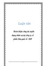 Luận văn Hoàn thiện công tác tuyển dụng nhân sự tại công ty cổ phần Sữa quốc tế - IDP