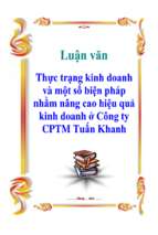 Luận văn Thực trạng kinh doanh và một số biện pháp nhằm nâng cao hiệu quả kinh doanh ở Công ty cổ phần thương mại Tuấn Khanh