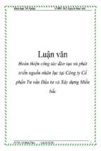 Luận văn Hoàn thiện công tác đào tạo và phát triển nguồn nhân lực tại công ty cổ phần tư vấn đầu tư và xây dựng Miền Bắc