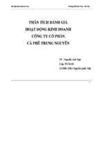 Đề tài Phân tích đánh giá hoạt động kinh doanh công ty cổ phần cà phê Trung Nguyên