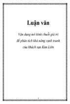 Luận văn Vận dụng mô hình chuỗi giá trị để phân tích khả năng cạnh tranh của khách sạn Kim Liên