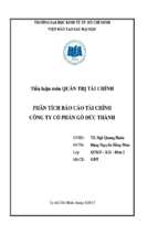 Tiểu luận Phân tích báo cáo tài chính công ty cổ phần gỗ Đức Thành