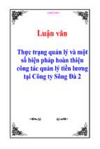 Luận văn Thực trạng quản lý và một số biện pháp hoàn thiện công tác quản lý tiền lương tại Công ty Sông Đà 2