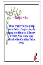 Luận văn Thực trạng và giải pháp hoàn thiện công tác tuyển dụng lao động tại Công ty TNHH Nhà nước một thành viên Cơ điện Trần Phú