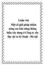 Luận văn Một số giải pháp nhằm nâng cao khả năng thắng thầu xây dựng ở Công ty xây lắp vật tư kỹ thuật - Hà Nội