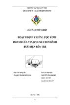 Luận văn Hoạch định chiến lược kinh doanh của VinaPhone chi nhánh bưu điện Bến Tre