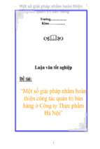 Đề tài Một số giải pháp nhằm hoàn thiện công tác quản trị bán hàng tại Công ty Thực phẩm Hà Nội