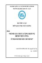 Đề tài Đánh giá chất lượng dịch vụ bệnh viện công ở Thành phố Hồ Chí Minh