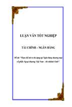 Luận văn Hạn chế rủi ro tín dụng tại Ngân hàng thương mại cổ phần Ngoại thương Việt Nam - Chi nhánh Vinh