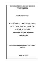 Tóm tắt la tiếng anh quản lí hoạt động giáo dục sức khỏe sinh sản cho học sinh trung học phổ thông