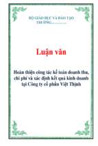 Luận văn Hoàn thiện công tác kế toán doanh thu, chi phí và xác định kết quả kinh doanh tại Công ty cổ phần Việt Thịnh