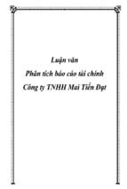 Luận văn Phân tích báo cáo tài chính của công ty TNHH Mai Tiến Đạt