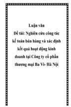 Đề tài Nghiên cứu công tác kế toán bán hàng và xác định kết quả hoạt động kinh doanh tại Công ty cổ phần thương mại Ba Vì - Hà Nội