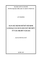 đảng bộ thành phố hồ chí minh lãnh đạo xây dựng đội ngũ trí thức từ năm 1986 đến năm 2010