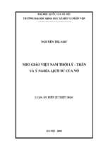 Nho giáo việt nam thời lý trần và ý nghĩa lịch sử của nó