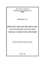 Bồi dưỡng cho giáo viên trung học cơ sở về giáo dục kĩ năng sống theo quan điểm sư phạm tích hợp