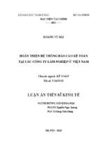 Hoàn thiện hệ thống báo cáo kế toán tại các công ty lâm nghiệp ở việt nam