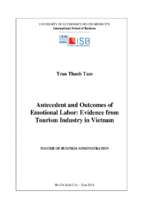 Antecedent and outcomes emotional labor evidence from tourism industry in viet nam