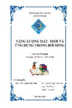 Năng lượng mặt trời và ứng dụng trong đời sống