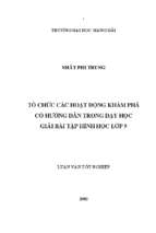 Tổ chức các hoạt động khám phá có hướng dẫn trong dạy học giải bài tập hình học lớp 9