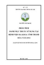 Phân tích danh mục thuốc sử dụng tại bệnh viện đa khoa tỉnh thanh hóa năm 2014