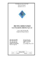 Phương trình vi phân và ứng dụng trong vật lý