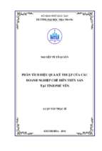 Phân tích hiệu quả kỹ thuật của các doanh nghiệp chế biến thủy sản tại tỉnh phú yên