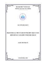 Phân tích yếu tố ảnh hưởng đến chất lượng điểm đến du lịch biển tỉnh ninh thuận