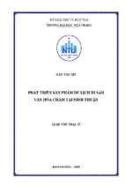 Phát triển sản phẩm du lịch di sản văn hóa chăm tại ninh thuận