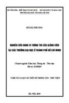 Nghiên cứu hành vi thông tin của giảng viên tại các trường đại học ở thành phố hồ chí minh tt