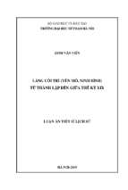 Làng côi trì (yên mô, ninh bình) từ thành lập đến giữa thế kỷ xix