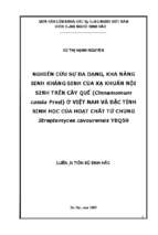 Nghiên cứu sự đa dạng, khả năng sinh kháng sinh của xạ khuẩn nội sinh trên cây quế (cinnamomum cassia presl) ở việt nam và đặc tính sinh học của hoạt chất từ chủng streptomyces cavourensis ybq59