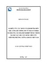 Nghiên cứu các nhân tố ảnh hưởng đến việc cbttxh của các doanh nghiệp thuộc nhóm ngành vlxd niêm yết trên ttck việt nam 1