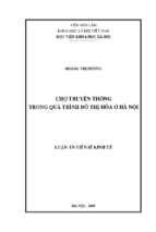 Chợ truyền thống trong quá trình đô thị hóa ở hà nội