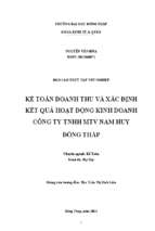 Kế toán doanh thu và xác định kết quả hoạt động kinh doanh công ty tnhh mtv nam huy đồng tháp