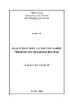 Quản lý phát triển các khu công nghiệp tỉnh hưng yên theo hướng bền vững