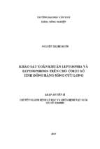 Khảo sát xoắn khuẩn leptospira và leptospirosis trên chó ở một số tỉnh đồng bằng sông cửu long