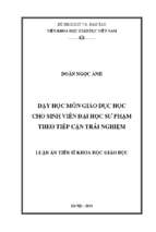 Dạy học môn giáo dục học cho sinh viên đại học sư phạm theo tiếp cận trải nghiệm