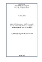 Nâng cao chất lượng nguồn nhân lực cán bộ công chức trong các cơ quan hành chính cấp tỉnh tại bắc kạn